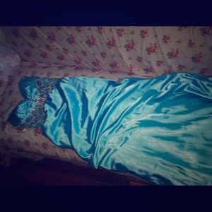 Blue long prom dress